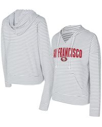 Concepts Sport - White/gray San Francisco 49ers Liftoff Striped Notch Neck Pullover Hoodie - Lyst