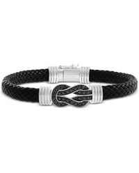 Effy - Effy Black Spinel Infinity Loop Woven Leather Bracelet (1-5/8 Ct. T.w. - Lyst