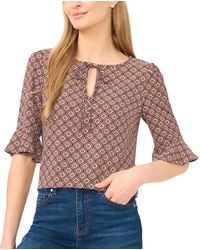 Cece - Split Tie-neck Ruffle-cuff 3/4-sleeve Top - Lyst