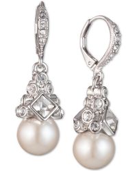 Givenchy - Imitation Rhodium Crystal And Imitation Pearl Small Drop Earring - Lyst