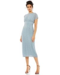 Mac Duggal - Beaded Cap Sleeve Column Midi Dress - Lyst