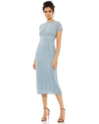 Mac Duggal - Beaded Cap Sleeve Column Midi Dress - Lyst