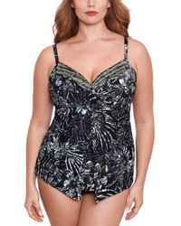 Miraclesuit - Plus Size Love Knot Split Front Tankini Top Solid Swim Bottoms - Lyst