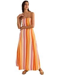 1.STATE - Striped Strapless Maxi Dress - Lyst
