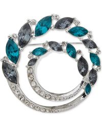 Anne Klein - Silver-tone Crystal & Stone Double Circle Pin - Lyst