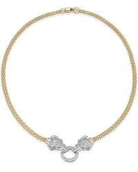 Macy's - Diamond (5/8 Ct. T.w.) Pavé And Emerald Accent Elephant Mesh Necklace In 14k Gold-plated Sterling Silver - Lyst