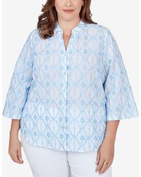 Ruby Rd. - Plus Size Trellis Embroidered Cotton Button Front Top - Lyst
