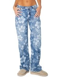 Roxy - Haven Flora Low-rise Straight-leg Floral-print Jeans - Lyst