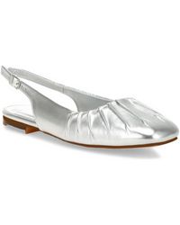 Rag & Co - Berni Metallic Square Toe Flat Slingbacks - Lyst