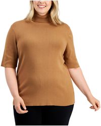 Anne Klein - Plus Size Elbow-sleeve Turtleneck Sweater - Lyst