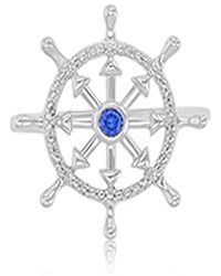 Macy's - Diamond Accent & Created Blue Sapphire Rudder Ring - Lyst