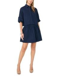 1.STATE - Cotton Button Down Shirt Mini Skirt - Lyst