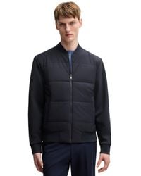 BOSS - Boss By Cotton-blend Zip-up Padded Jacket - Lyst