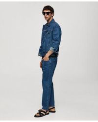 Mango - Pocketed Denim Jacket Tapered Cropped Jeans Set - Lyst