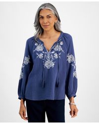 Style & Co. - Petite Nala Embroidered Popover Peasant Blouse - Lyst