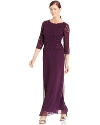 Alex Evenings - Sequin Embellished Lace Top Gown - Lyst