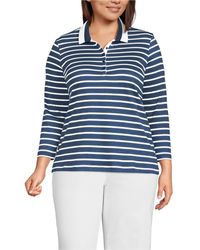Lands' End - Plus Size Supima Cotton 3/4 Sleeve Polo Shirt - Lyst