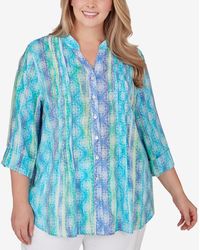 Ruby Rd. - Plus Size Woven Silky Gauze Stripe Button Front Top - Lyst