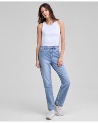 And Now This - Embroidered Floral High Rise Straight-leg Ankle Jeans - Lyst