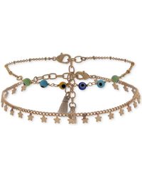 Lonna & Lilly Gold-tone 2-pc. Set Beaded Star Anklets - Blue