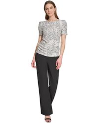 DKNY - Crewneck Side-ruched Short-sleeve Top - Lyst