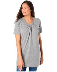 Woman Within - Plus Size Within Perfect Short-sleeve Shirred V-neck Tunic - Lyst