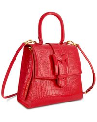 Mac Duggal - Crocodile Leather Buckle Detail Medium Handbag - Lyst