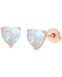 Macy's - Lab-grown Opal Heart-shaped Solitaire Stud Earrings (5/8 Ct. T.w.) - Lyst