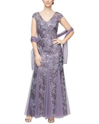 Alex Evenings - Petite Sequined Embroidered Gown & Shawl - Lyst