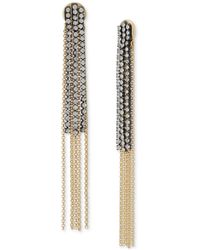 Lucky Brand - Two-tone Crystal & Chain Fringe Statement Earrings - Lyst