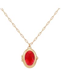 Guess - Gold-tone Removable Stone Oval Locket Pendant Necklace - Lyst