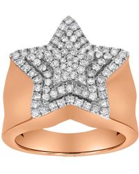 LuvMyJewelry - Superstar Rose Natural Certified Diamond 0.97 Cttw Round Cut 14k Gold Statement Ring - Lyst