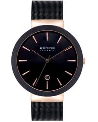 Bering Ceramic Black Stainless Steel Mesh Bracelet Watch 40mm