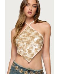 Edikted - Dixie Backless Sequin Triangle Top - Lyst