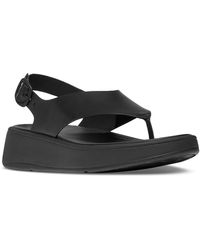Fitflop - F-mode Leather Flatform Back Strap T-post Sandals - Lyst