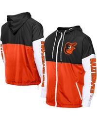 KTZ - Orange/black Baltimore Orioles Color Block Full-zip Hoodie Windbreaker Jacket - Lyst