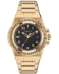 Versace - Swiss Greca Reaction Gold-tone Stainless Steel Bracelet Watch 44mm - Lyst