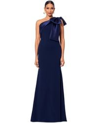 Betsy & Adam - Bow-trimmed One-shoulder Gown - Lyst