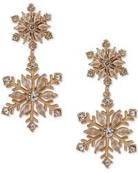 Lonna & Lilly Gold-tone Pavé Snowflake Double Drop Earrings - Metallic