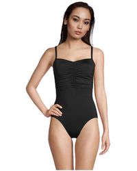 Lands' End D-cup Chlorine Resistant Tummy Control Sweetheart One Piece Swimsuit With Adjustable Straps - Black