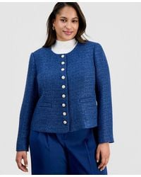 Tahari - Plus Button-front Boucle Jacket - Lyst