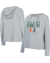Concepts Sport - Grey Miami Hurricanes Juniper Soft Modest Cropped Long Sleeve Hoodie - Lyst
