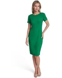slim fit dress slacks Wild Apple Short Sleeve Bow Shoulder Sheath Dress main image 0