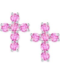 Macy's - Lab Grown Sapphire Cross Stud Earrings (1 Ct. T.w. - Lyst