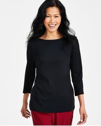 Style & Co. - Pima Cotton 3/4-sleeve Boat-neck Top - Lyst