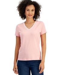 Nautica - Solid-color V-neck Short-sleeve Top - Lyst