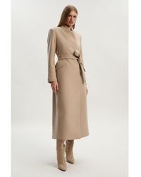 Karen Millen - Wool Notch Neck Tailored Maxi Coat - Lyst