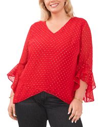 Vince Camuto - Plus Size Textured Flutter Sleeve Top - Lyst