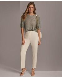 Donna Karan - Short Sleeve Sequin Sweater Belted Slim Leg Pant - Lyst