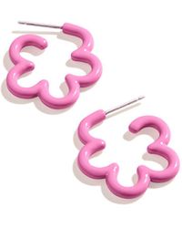 ALEX AND ANI Floral Huggie Hoop Earrings - Pink